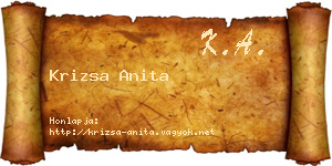 Krizsa Anita névjegykártya